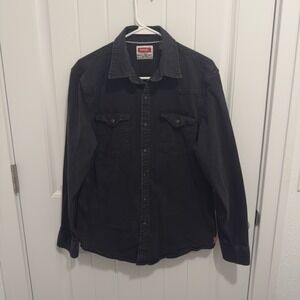 Wrangler Men's Black Western Snap Long Sleeve Shirt Size Medium